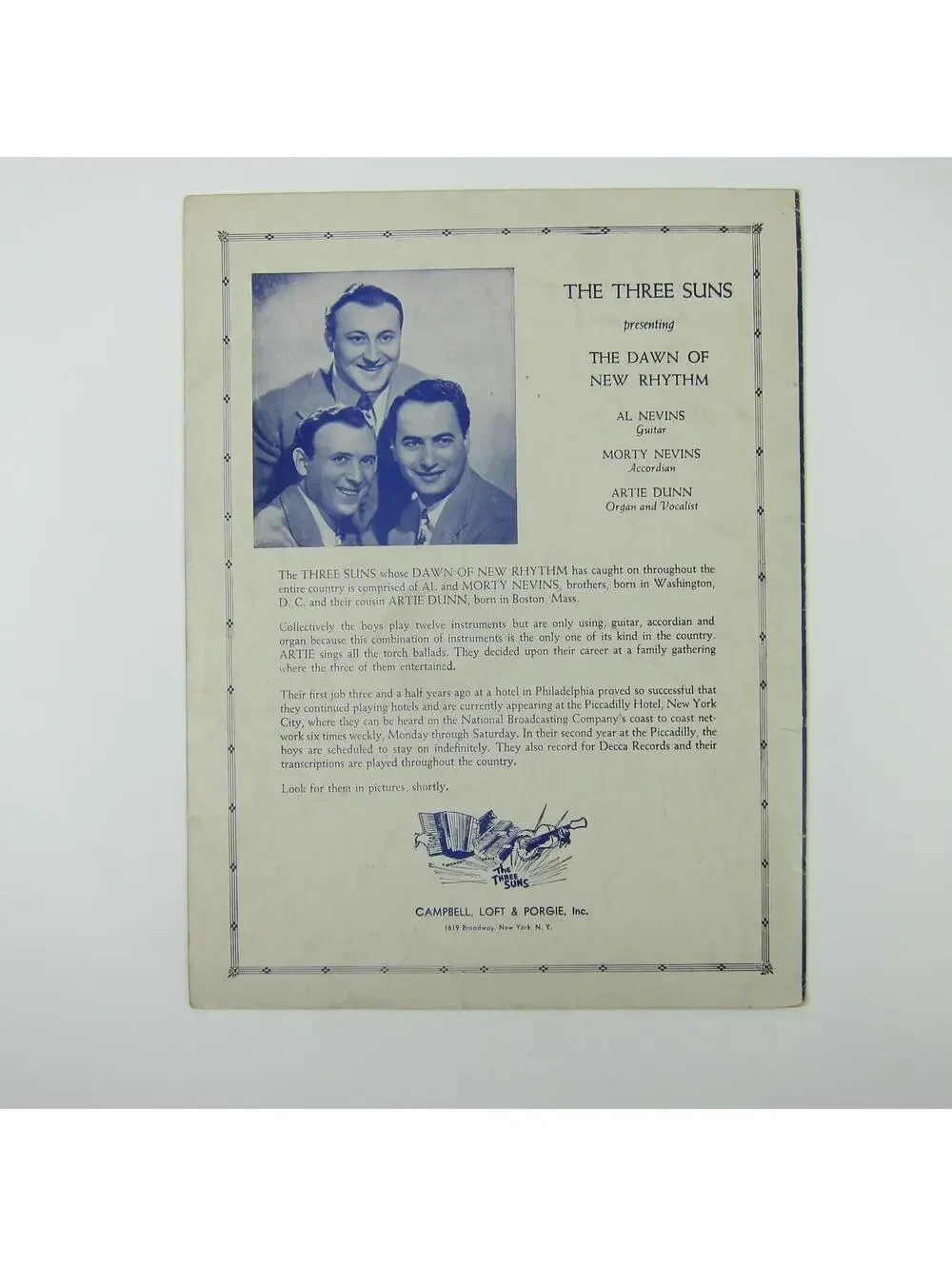 Sheet Music When the Lights Go on again (All over the World ) WW2 Vintage 1942